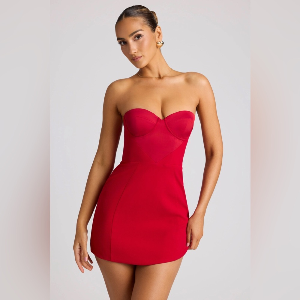Oh Polly Strapless Scarlet Mini Dress